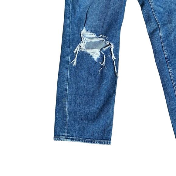 Paige Noella Destructed Straight Crop Jeans 29 Distressed Raw Hem Denim - Picture 5 of 14